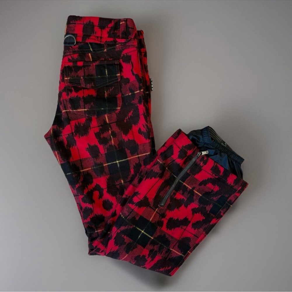 Burton x L.A.M.B. Johnny Pants Women's Medium Red Plaid Leopard RARE